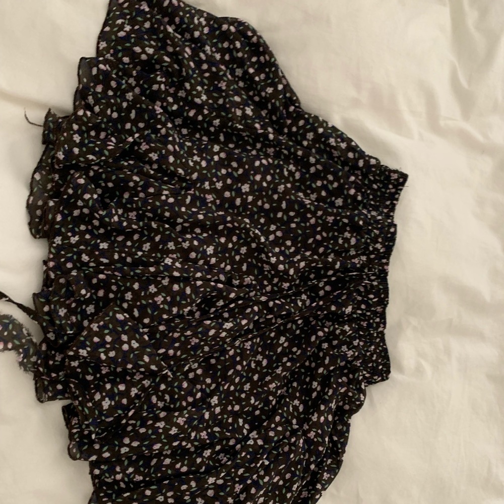 BEGINNING BOUTIQUE BROWN FORAL SKIRT WITH TIES